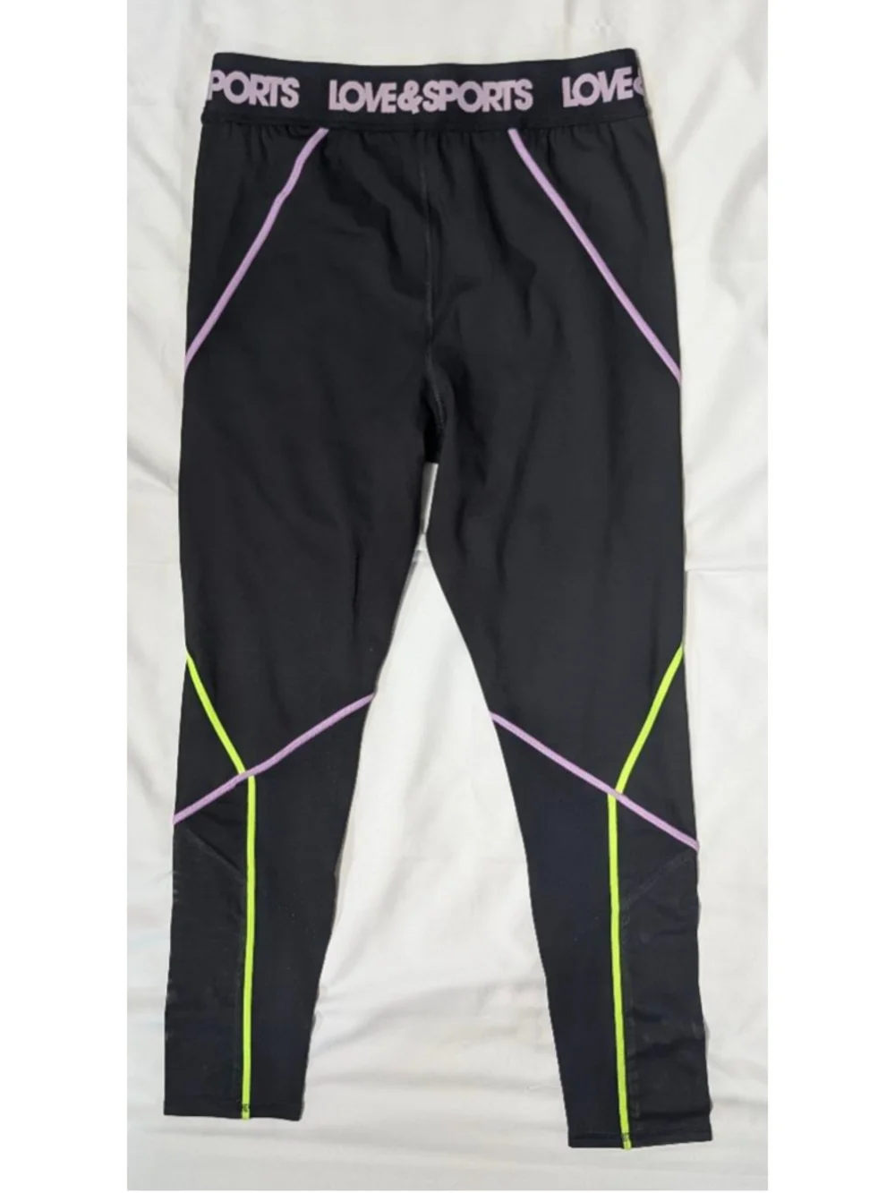 Love & Sports Black Cropped Leggings Mesh Panel Athletic Medium - Picture 2 of 6